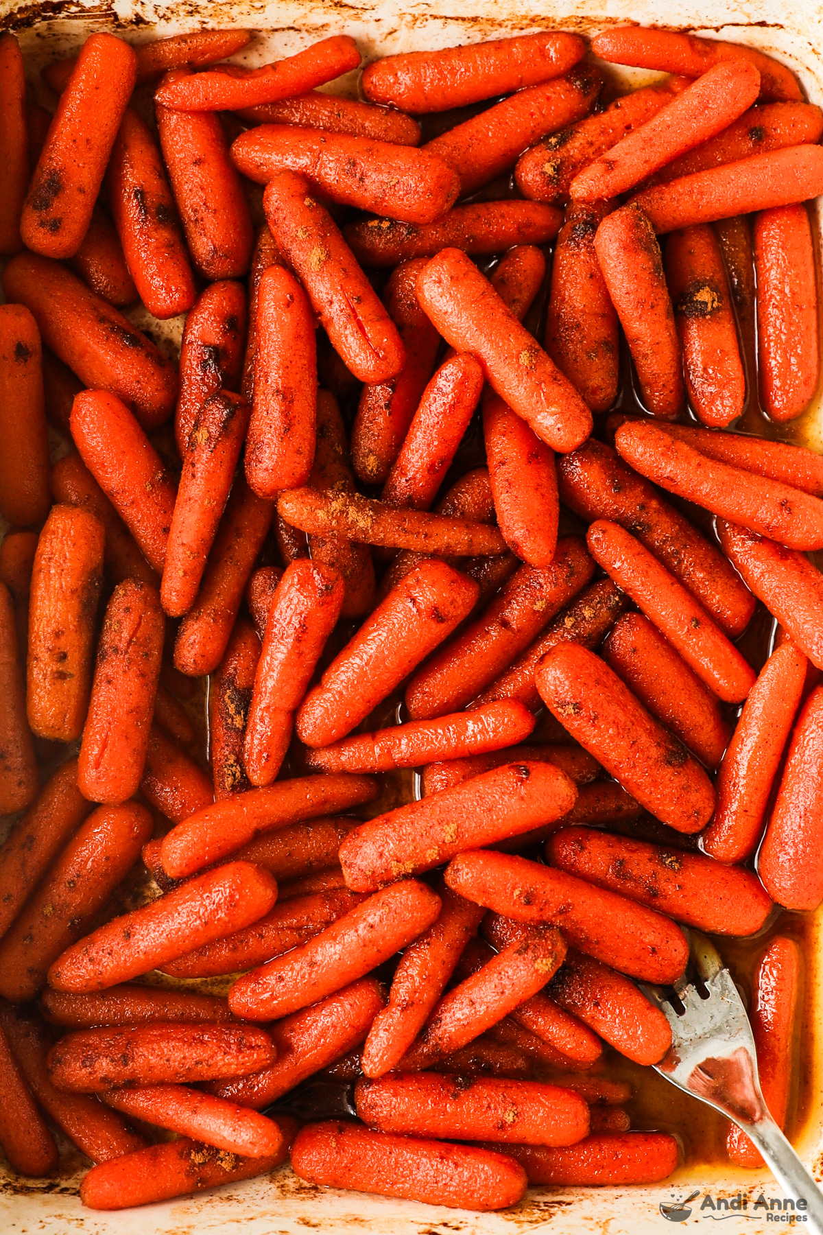 Close up of cinnamon honey baby carrots