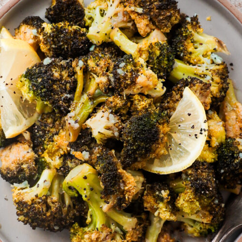 lemon garlic broccoli on a plate