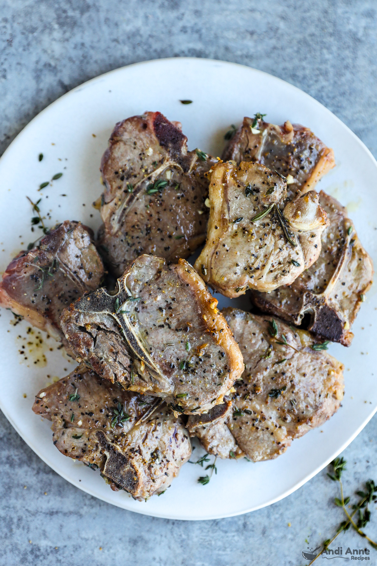 Plate of cooked lamb chops