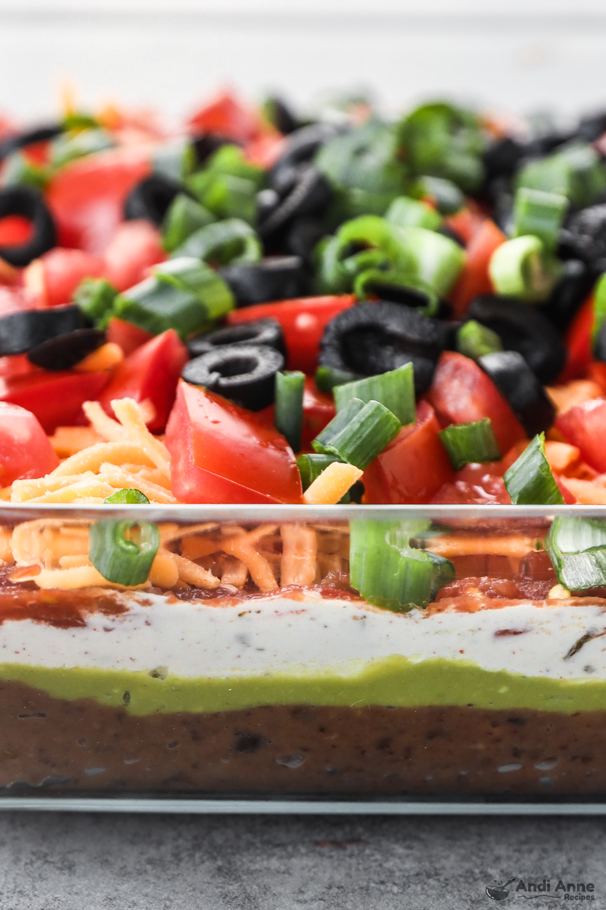 side angle of a 7 layer dip