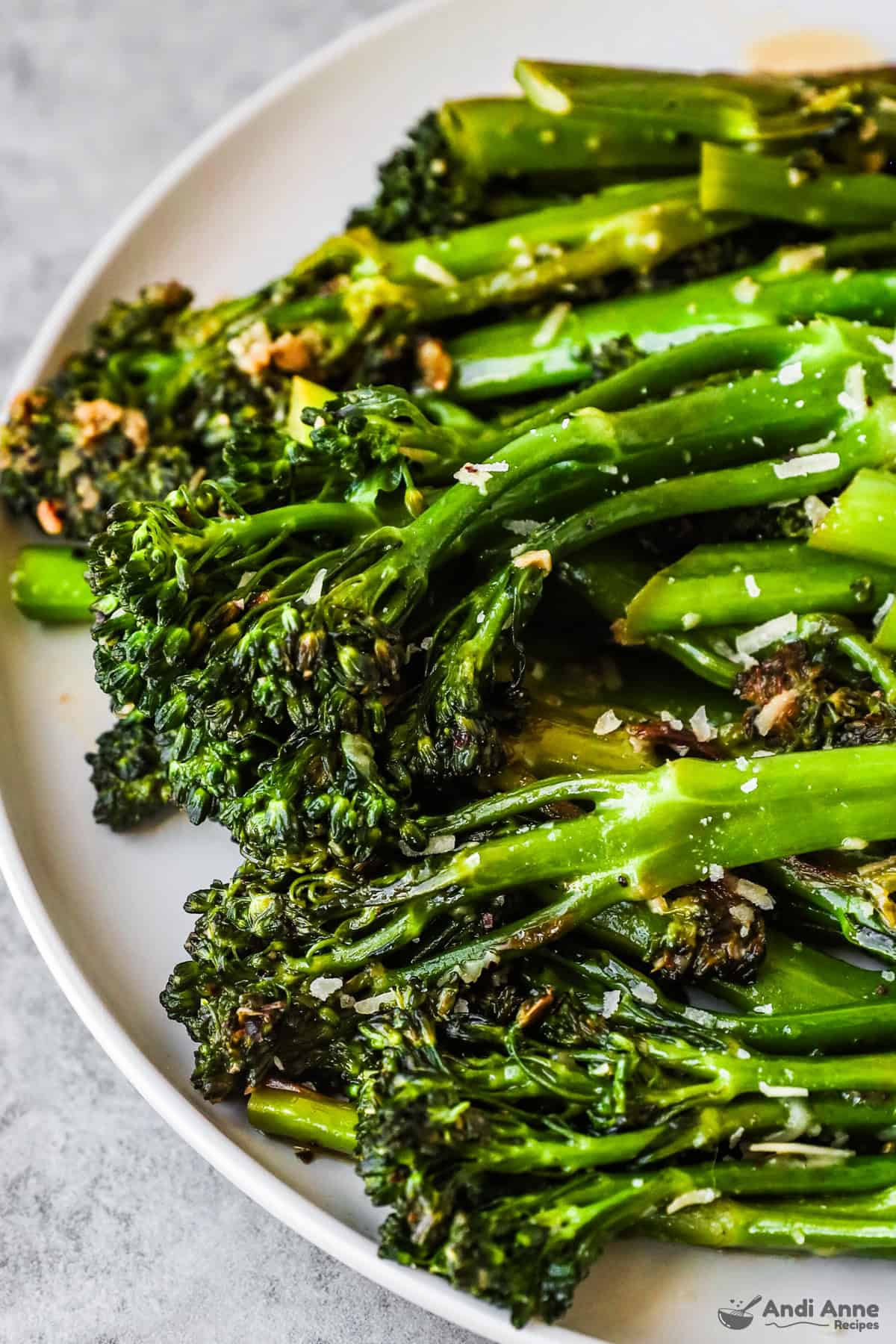 Close up of sauteed broccolini