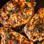 Close up of brown sugar balsamic pork chops