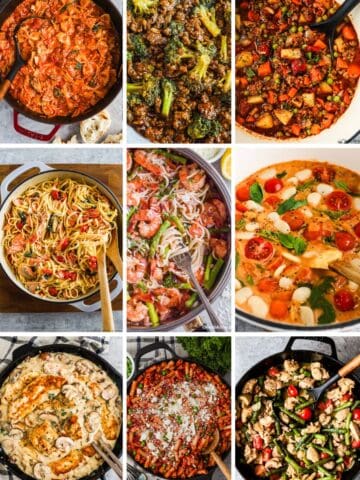 9 different one pot meals grouped together