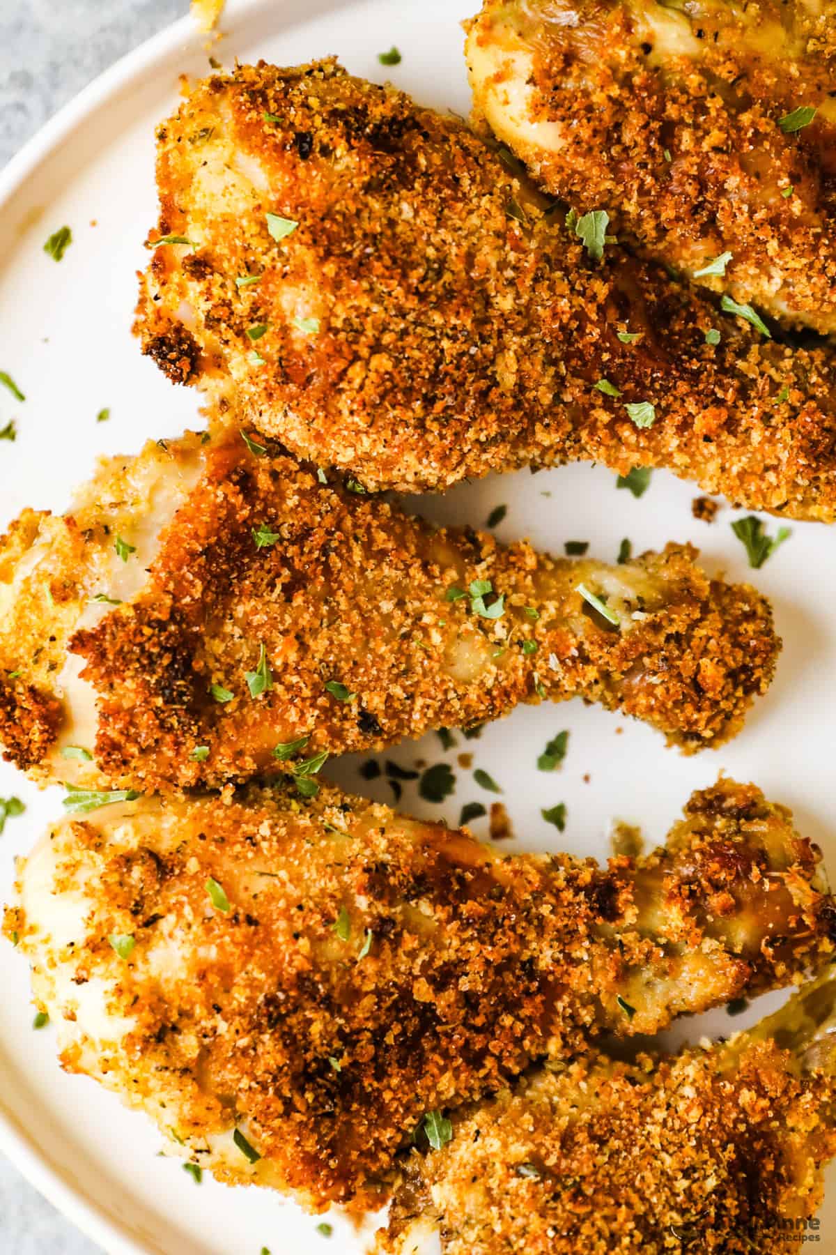 Crispy chicken legs made with homemade shake and bake mix.