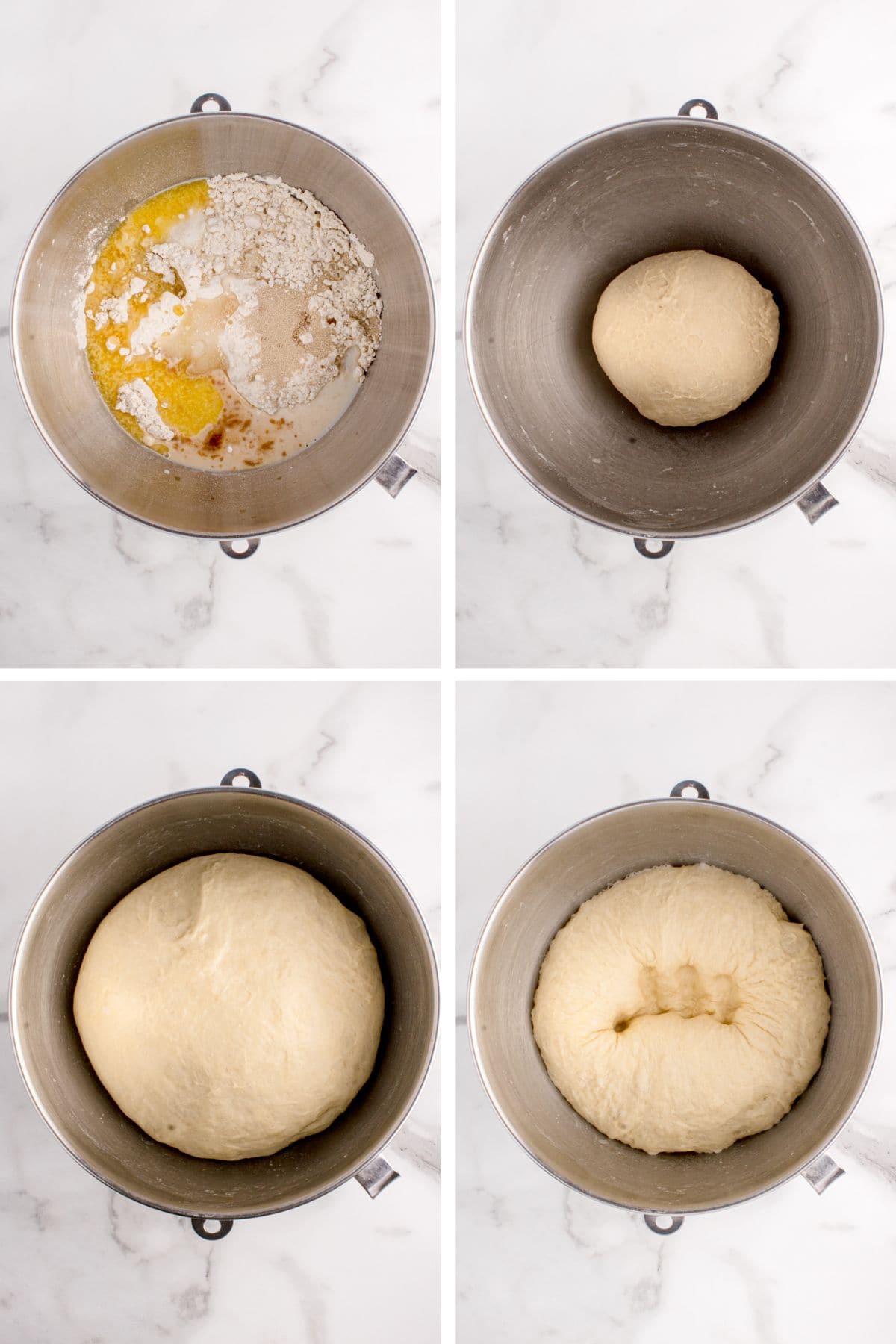 The beignet ingredients are mixed together in a large bowl, left to rise, and then punched down.