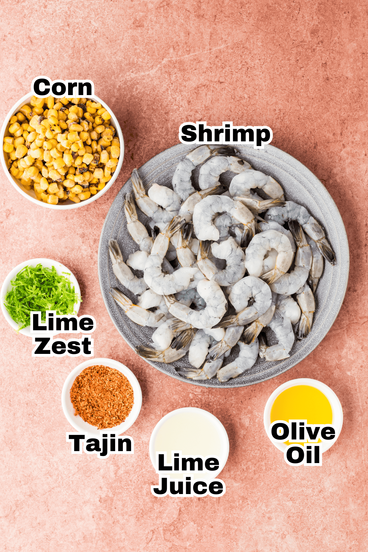 The ingredients to make chili lime shrimp.