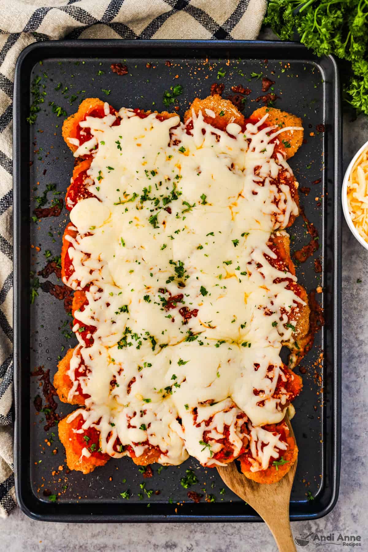 Chicken nugget parmesan recipe on bakingsheet