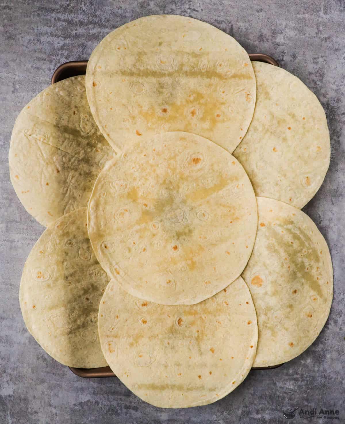 tortillas over sheet pan
