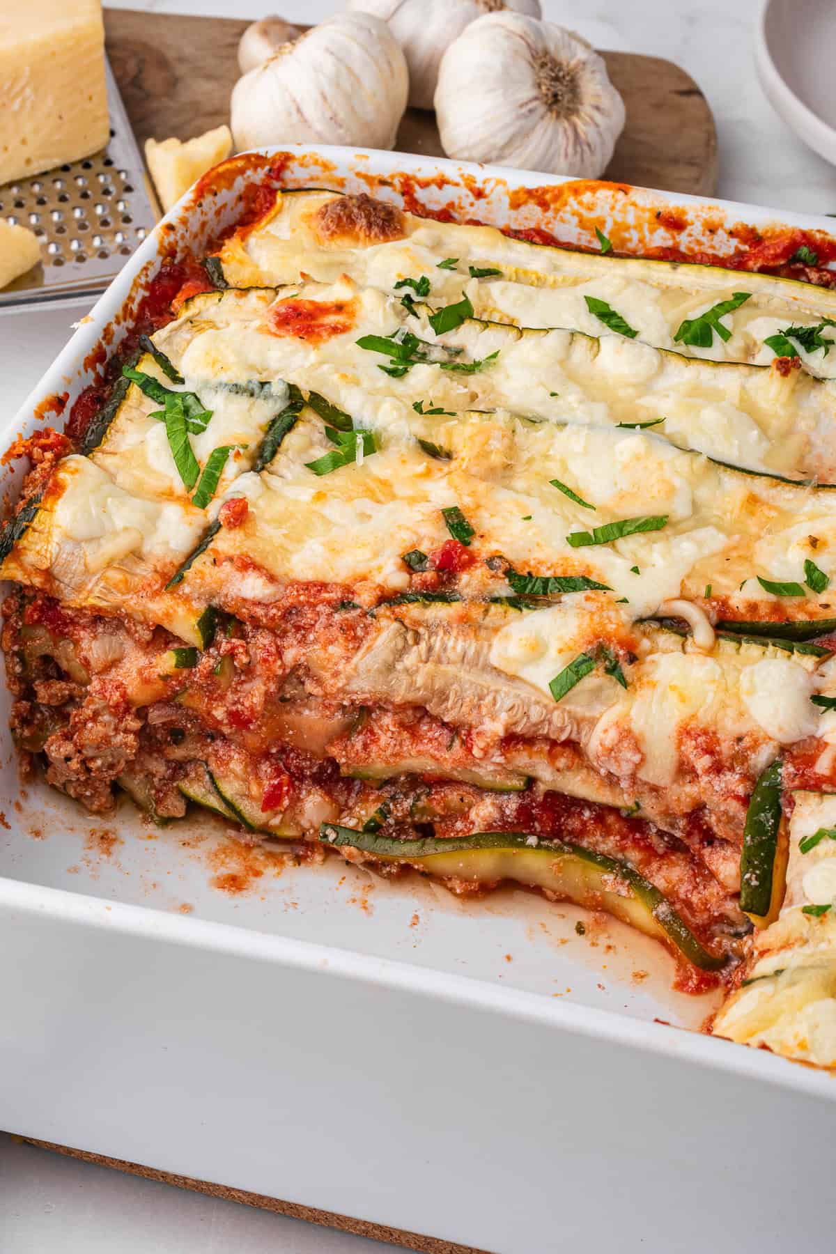 The layers of the zucchini lasagna.