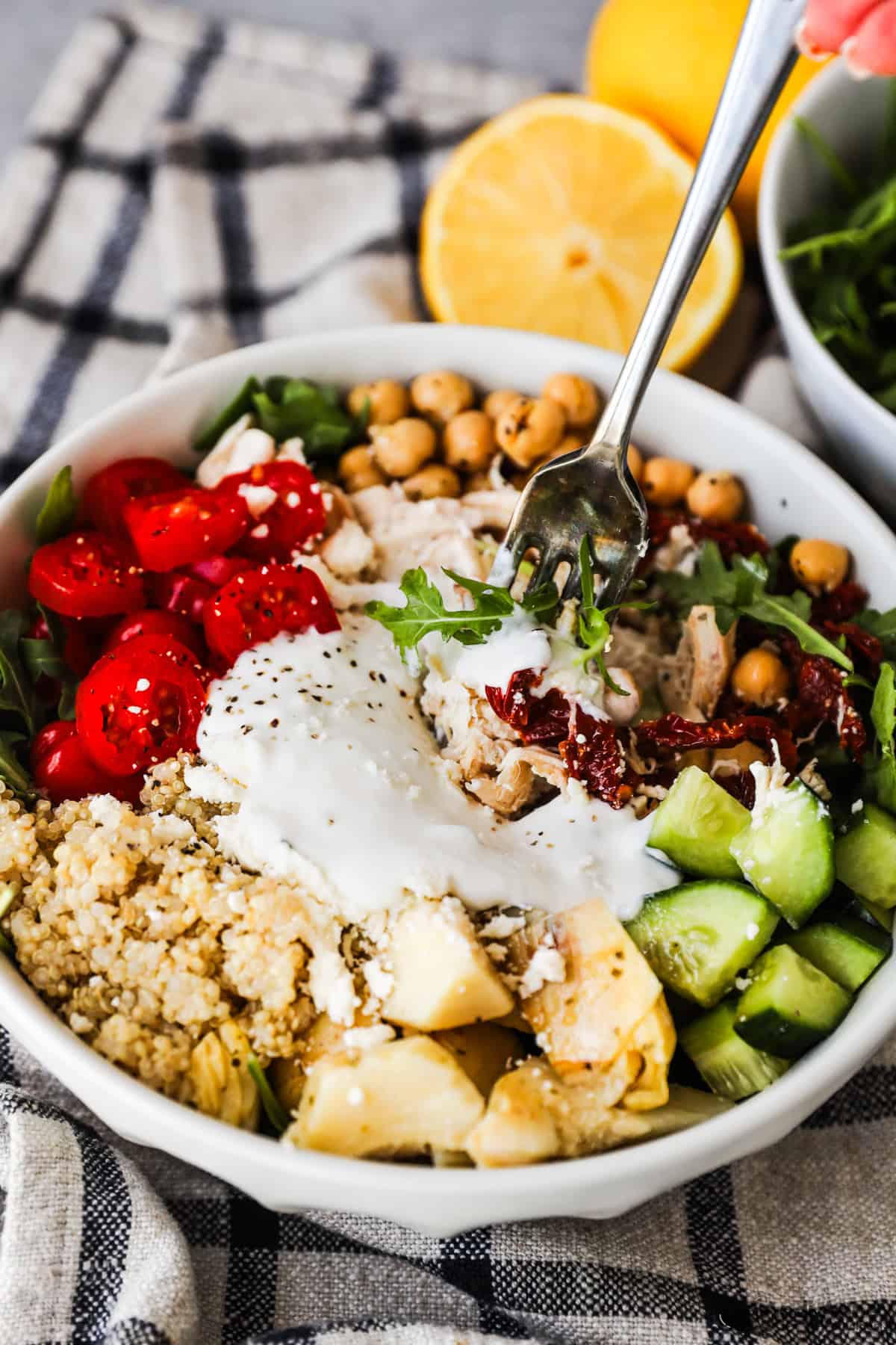 fork on bowl of salad