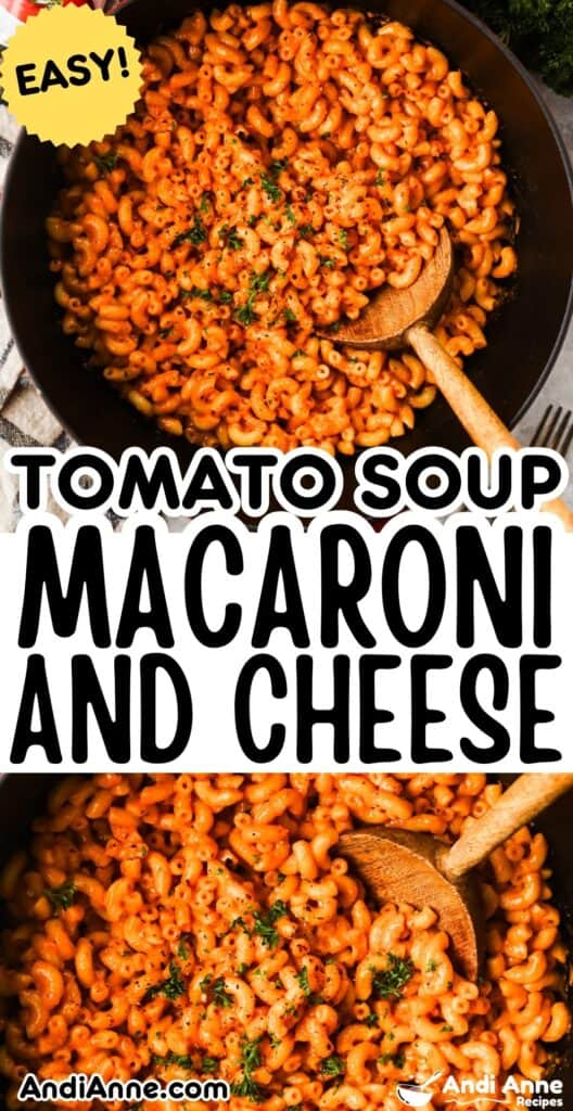 tomato soup macaroni and cheese in a pot