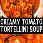 bowl of tomato tortellini soup