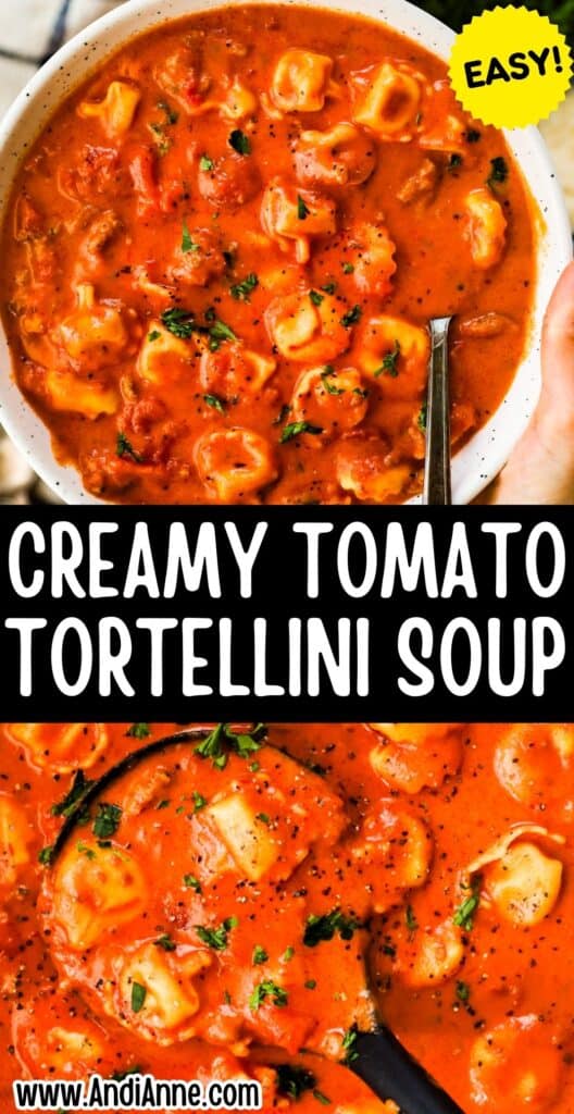 bowl of tomato tortellini soup