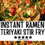 a skillet with instant ramen teriyaki stir fry recipe