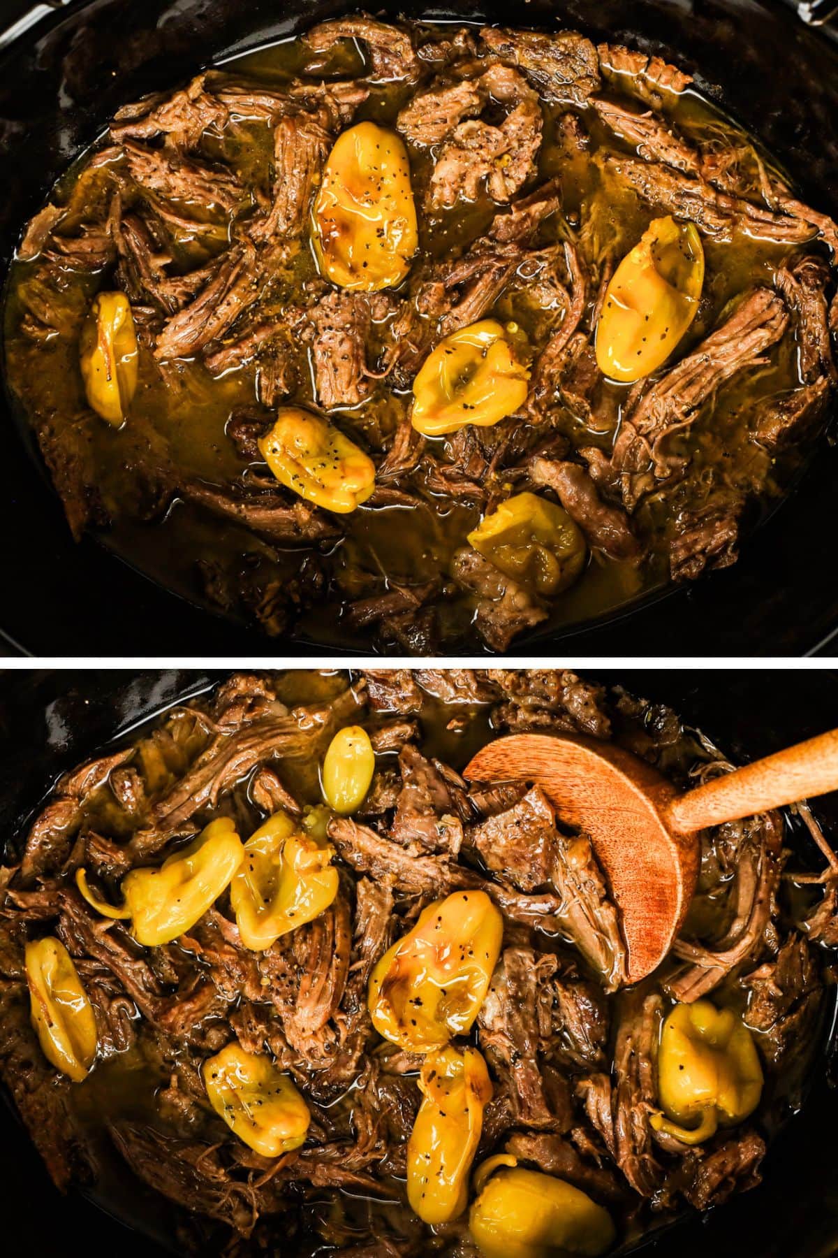 crockpot mississippi pot roast with shredded beef