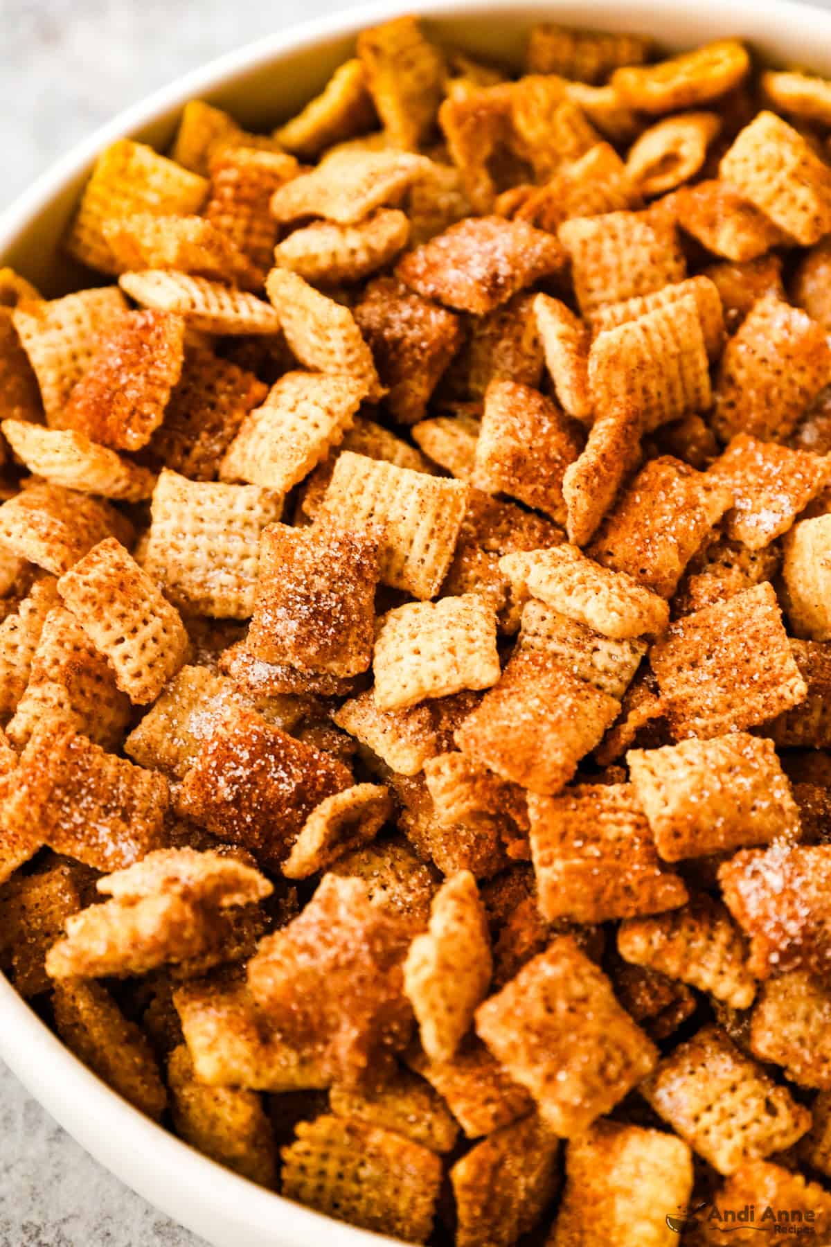 bowl of cinnamon sugar chex mix