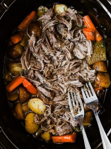 crockpot shredded sirloin tip roast with carrots and potatoes