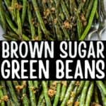 close up of baked green beans sprinkled with sugar