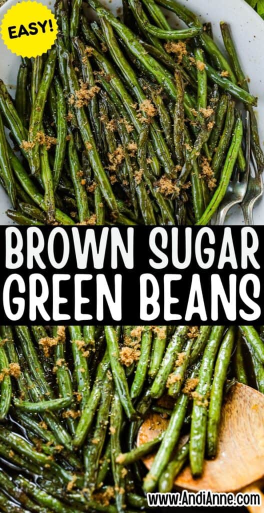 close up of baked green beans sprinkled with sugar