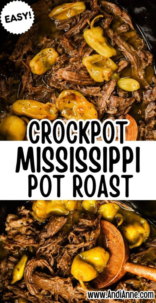 close up of crockpot mississippi pot roast