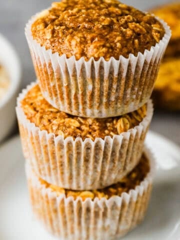A stack of banana oatmeal muffins