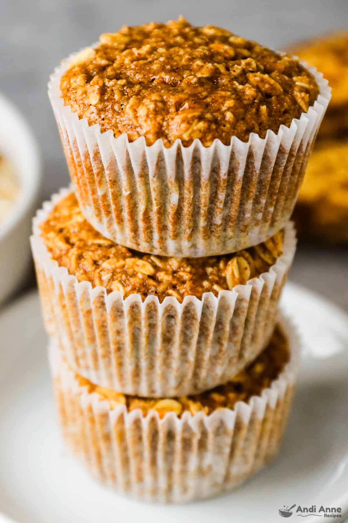 A stack of banana oatmeal muffins