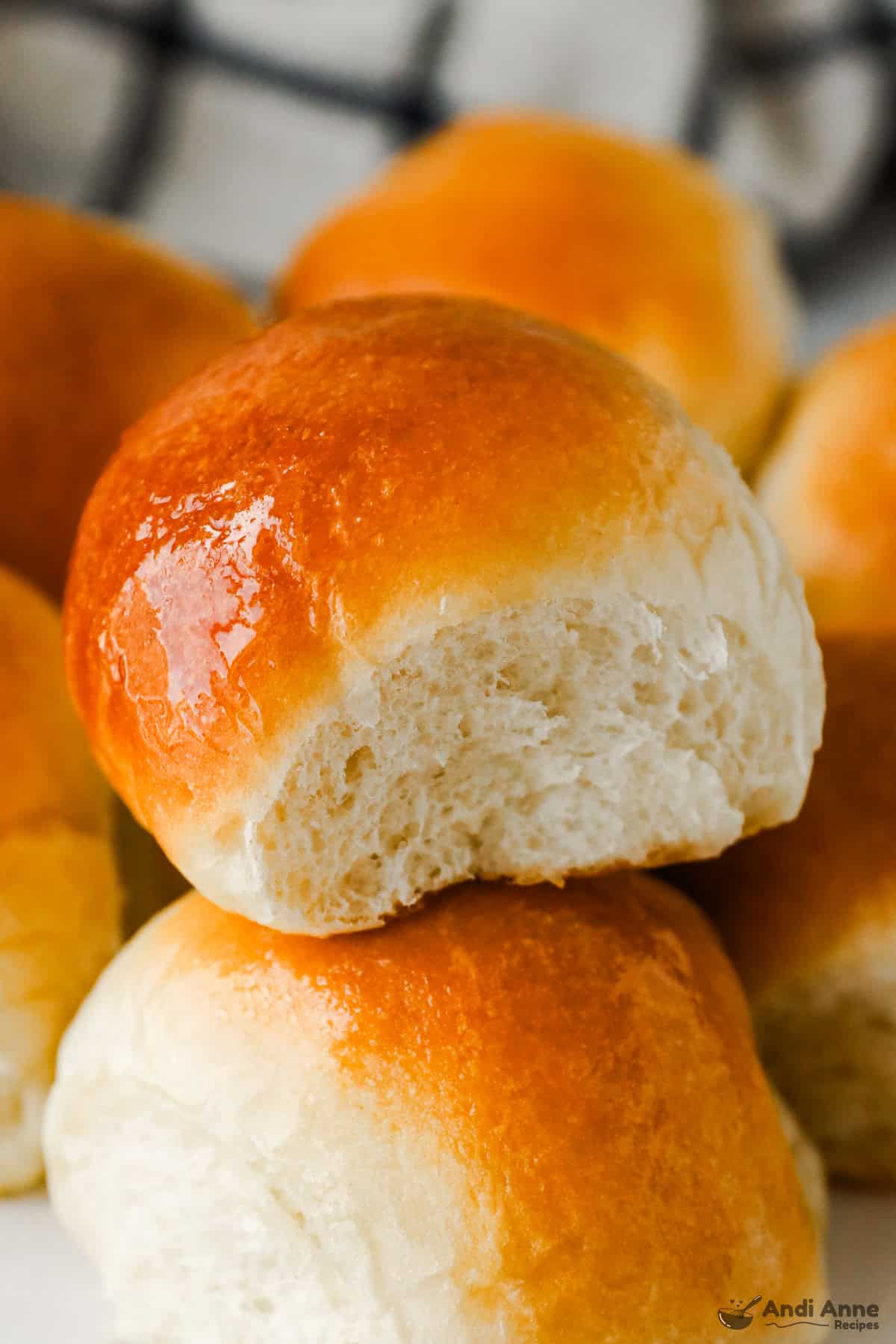 close up of homemade dinner rolls