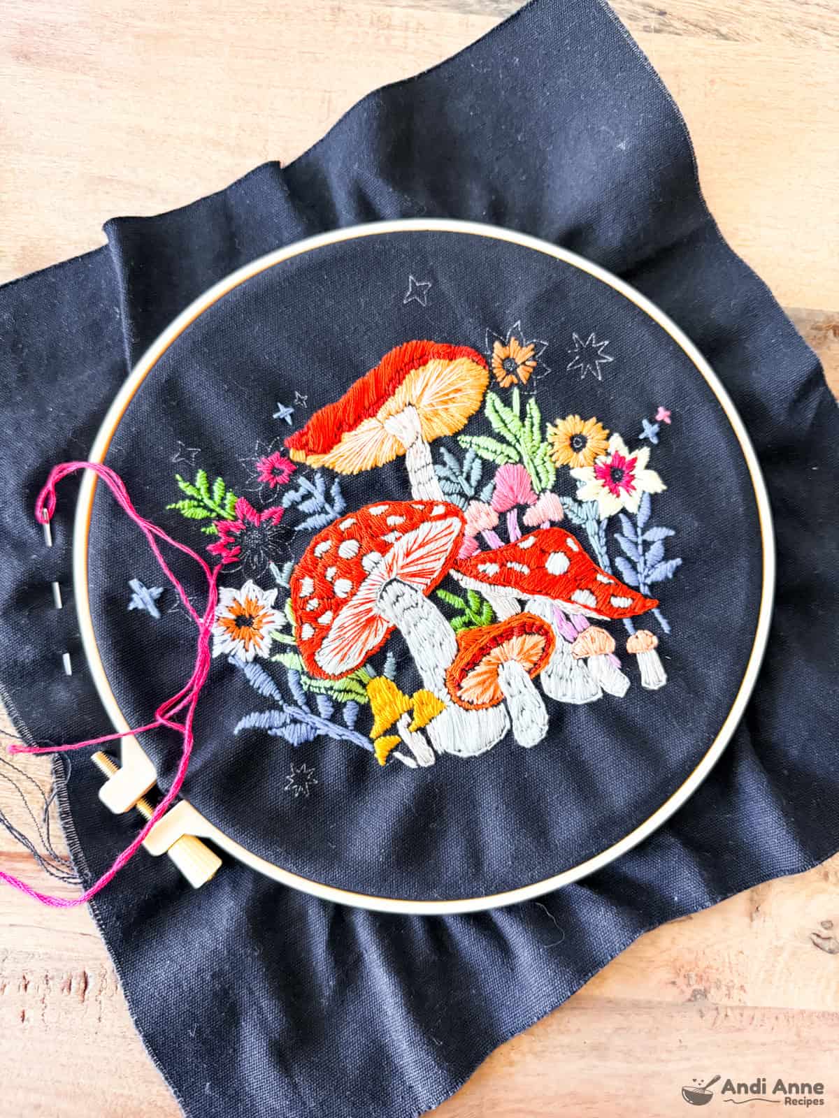 mushroom garden embroidery craft